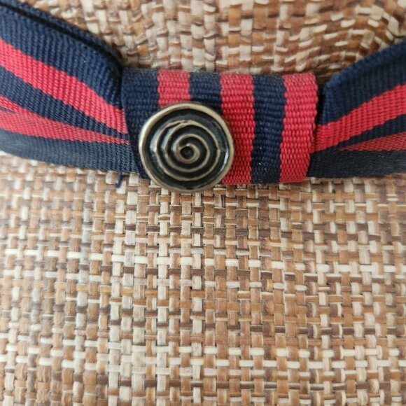 Bellinte Hard Straw Ribbon Embellished Made In Mexico Panama Hat Size S/M - Picture 4 of 6